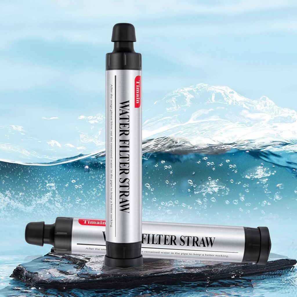 2 Pack Timain 4-Stage Filtration,High Flow Rate Water Filter Straw,Water Purifier Survival for Emergency Kits,Travel,Camping, Hiking,Fishing,Hunting (2) : Sports  Outdoors