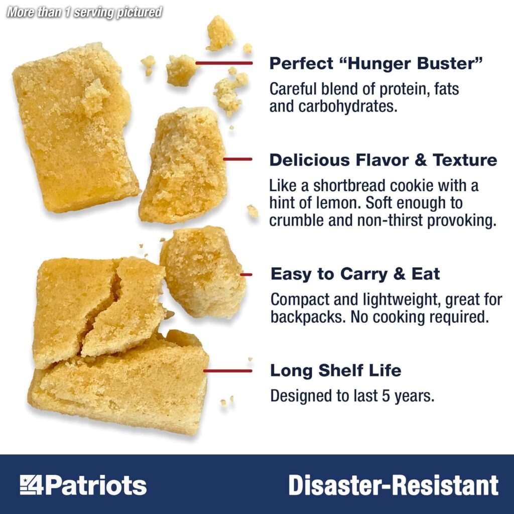 4Patriots Emergency Food Bars: Non-Perishable S.O.S Rations Designed to Last 5 Years - 3,600 Total Calories - 1 Pack of 9 Lemon-Flavored Survival Bars for Emergencies, Camping, or Hiking