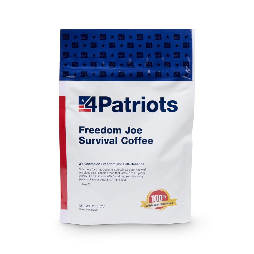 4PATRIOTS Freedom Joes Survival Coffee, Tasty Instant Coffee, Pure Arabica Beans From Colombia, Perfect for Camping, Hiking, Travel Or Emergency Preparedness - Portable  Ready To Brew - 30 Servings