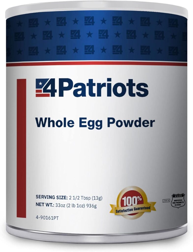 4Patriots Whole Eggs #10 Can – Freeze-Dried Survival Eggs Designed To Last 10 Years, Dehydrated For Camping, Hunting, Backpacking, Survival  Emergency Food Storage, Resealable Can – 72 Servings